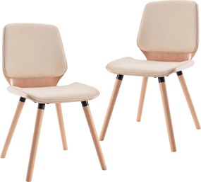 vidaXL Scaune de bucătărie, 2 buc., crem, piele ecologică