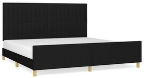 3125245 vidaXL Cadru de pat cu tăblie, negru, 200x200 cm, textil