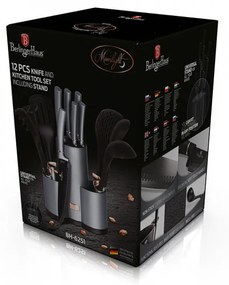 Set cutite otel inoxidabil si ustensile de bucatarie (12 piese) Moonlight Edition Berlinger Haus BH 6251
