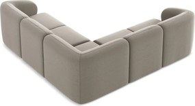 Colțar maro deschis cu tapițerie din catifea Lani – Makamii