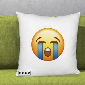 Perna Decorativa Emoji Plange, 40x40 cm, Alb Pufos, Husa Detasabila, Perna Inclusa, BEKZ®