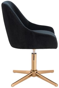 HR920CROSS Scaun Neagră din Catifea cu Bază Aurie