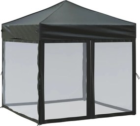 vidaXL Cort pliabil pentru petrecere, pereți laterali, negru, 2x2 m