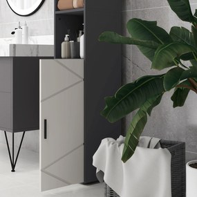kleankin Dulap de Baie, Badschrank, Rafturi Reglabile, Pl?ci din Lemn Comprimat, Gri Deschis | Aosom Romania