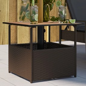 vidaXL Masă grădină cu orificiu umbrelă maro 55x55x46,5 cm poliratan