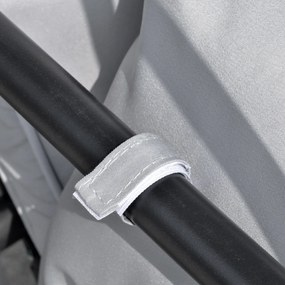 Balansoar de Gradina Outsunny 3 Locuri cu Acoperis Rabatabil Convertibil Pat Poliester Crem 209 cm x 114 cm x 170 cm