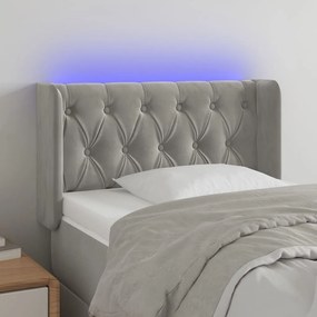 3123602 vidaXL Tăblie de pat cu LED, gri deschis, 83x16x78/88 cm, catifea