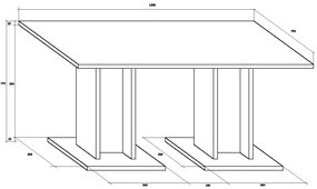 Masă de sufragerie Benito BON-03 (pentru 6 persoane). 746152