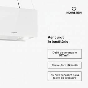 Klarstein Kronleuchter L, hotă tip insulă, 60 cm, evacuare 577 m³/h, LED, touch, alb
