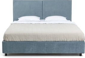 Pat dublu tapițat albastru cu spațiu de depozitare cu saltea/ somieră 180x200 cm Myra Bold - Bonami Selection