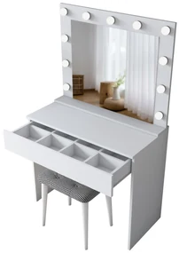 Măsuță de toaletă cu Taburetee Blake 21 (cu oglindă) (cu iluminat LED) (alb). 1107278