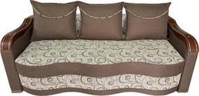 Canapea DIANA extensibila, 3 locuri, cu lada de depozitare, stofa gri cu negru , 220x100x80 Maro + Crem