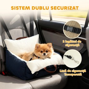 Scaun Auto PawHut pentru Câini Mici cu Lesă de Siguranță, Detașabil și Lavabil, Albastru | Aosom Romania