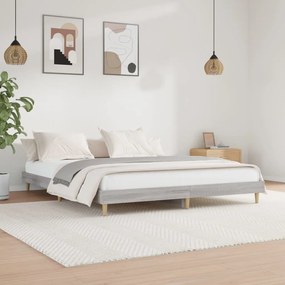 vidaXL Cadru de pat, gri sonoma, 200x200 cm, lemn prelucrat