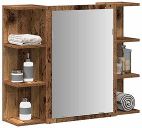 vidaXL Dulap cu oglindă de baie lemn vechi 80x20,5x64 cm lemn de lemn