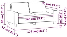 Canapea cu 2 locuri, gri deschis, 140 cm, tesatura microfibra Gri deschis, 174 x 77 x 80 cm