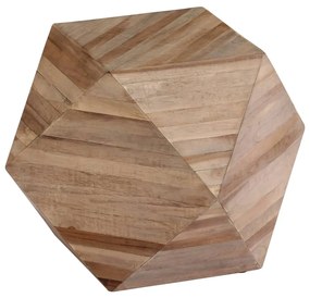 Masa laterala, 40 x 40 x 40 cm, lemn de tec reciclat 1, Maro