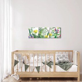 Tablou - Flori de pajiște pictate (cu ceas) (90x30 cm)