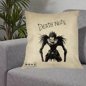 Perna Personalizata Death Note Ryuk Shinigami Alb-Negru, 40x40 cm, Crem, Husa Detasabila, Perna Inclusa, BEKZ®
