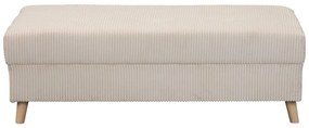 Taburet crem cu tapițerie din catifea reiată Ariella – Ropez
