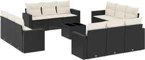 vidaXL Set mobilier de grădină cu perne, 13 piese, negru, poliratan