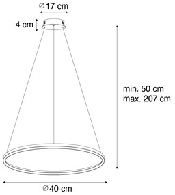 Lampă pendantă aurie 40 cm cu LED inclus, cu reglare a luminii în 3 trepte - Girello