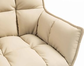 HR560N Scaun Crem Piele Ecologica Premium Soft cu Bază Neagră