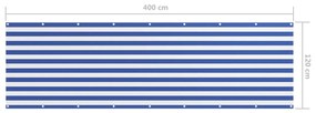 Paravan de balcon, alb albastru, 120 x 400 cm, tesatura oxford Alb si albastru, 120 x 400 cm