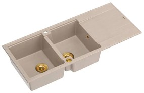 Chiuveta compozit incastrata Quadron Unique Evan 121 bej - auriu 116x50 cm