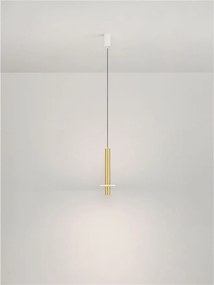 Pendul tub subtire aluminiu auriu si alabastru LED NOEMI