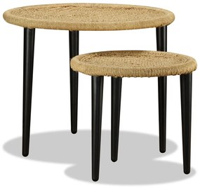 vidaXL Set măsuțe de cafea, 2 piese, iută naturală