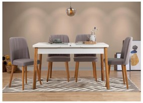 Set mobilier sufragerie Dobuse 3 (pin atlantic + alb + gri) (pentru 4 persoane). 1093799