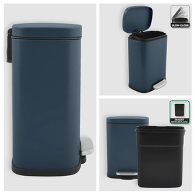 Coș de gunoi petrol cu pedală din oțel 5 l Akira – Spirella