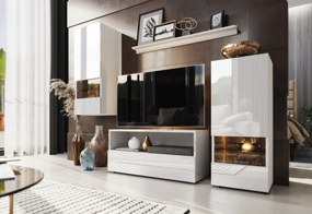 Expedo Set mobilier ELPASO 39 + LED iluminat, alb/alb luciu