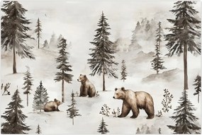 Tablou - Pădure cu Urși (90x60 cm)
