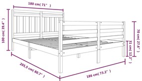 Cadru de pat Super King 6FT, 180x200 cm, lemn masiv Maro, 180 x 200 cm