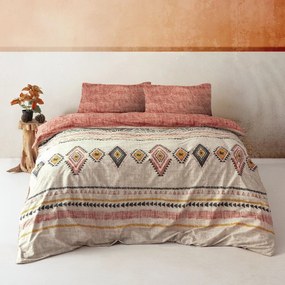 Lenjerie de pat cărămiziu-bej din bumbac pentru pat de o persoană 140x200 cm Felix – Mijolnir