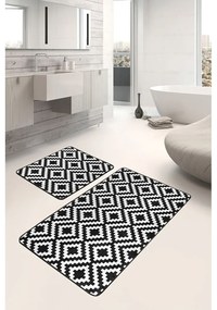 Covorașe de baie albe/negre 2 buc. 60x100 cm – Mila Home