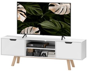 HOMCOM Suport TV cu sertare și rafturi deschise, MDF, 150 x 39 x 50 cm, Alb | Aosom Romania