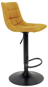 Taburet de bar Middelfart, catifea, galben muștar, picioare negre