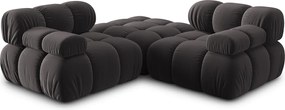 Canapea modulara 3 locuri, Bellis, Micadoni Home, BL, 188x188x70 cm, catifea, gri inchis
