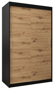 Dulap de haine 120 cm Toki (negru mat + stejar artisan). 1064809