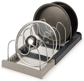 Organizator de vase Joseph Joseph 85167, 7 Separatoare reglabile, Extensibil, Gri/Negru