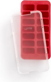 Forma cuburi de gheata cu capac Lekue 1009043, 23 x 11,8 x 3,2 cm, 14 cuburi dreptunghiulare, -40 +60°C, Rosu