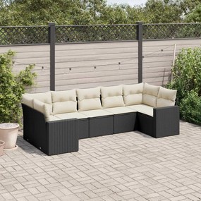 3251723 vidaXL Set canapele de grădină cu perne, 7 piese, negru, poliratan
