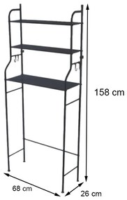 Raft de baie deasupra toaletei, cu mai multe niveluri, negru