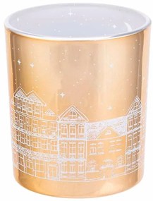 Altom Sfeșnic din sticlă Winter town auriu,diametru 9 x 10 cm