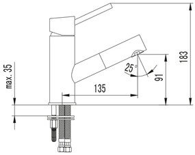Baterie pentru lavoar Sapho SOLITER 18,3 cm, crom lucios