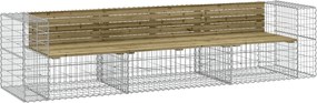 vidaXL Bancă grădină design gabion, 287x71x65,5 cm, lemn pin impregnat