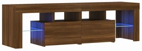822643 vidaXL Comodă TV cu lumini LED, stejar maro, 140x36,5x40 cm